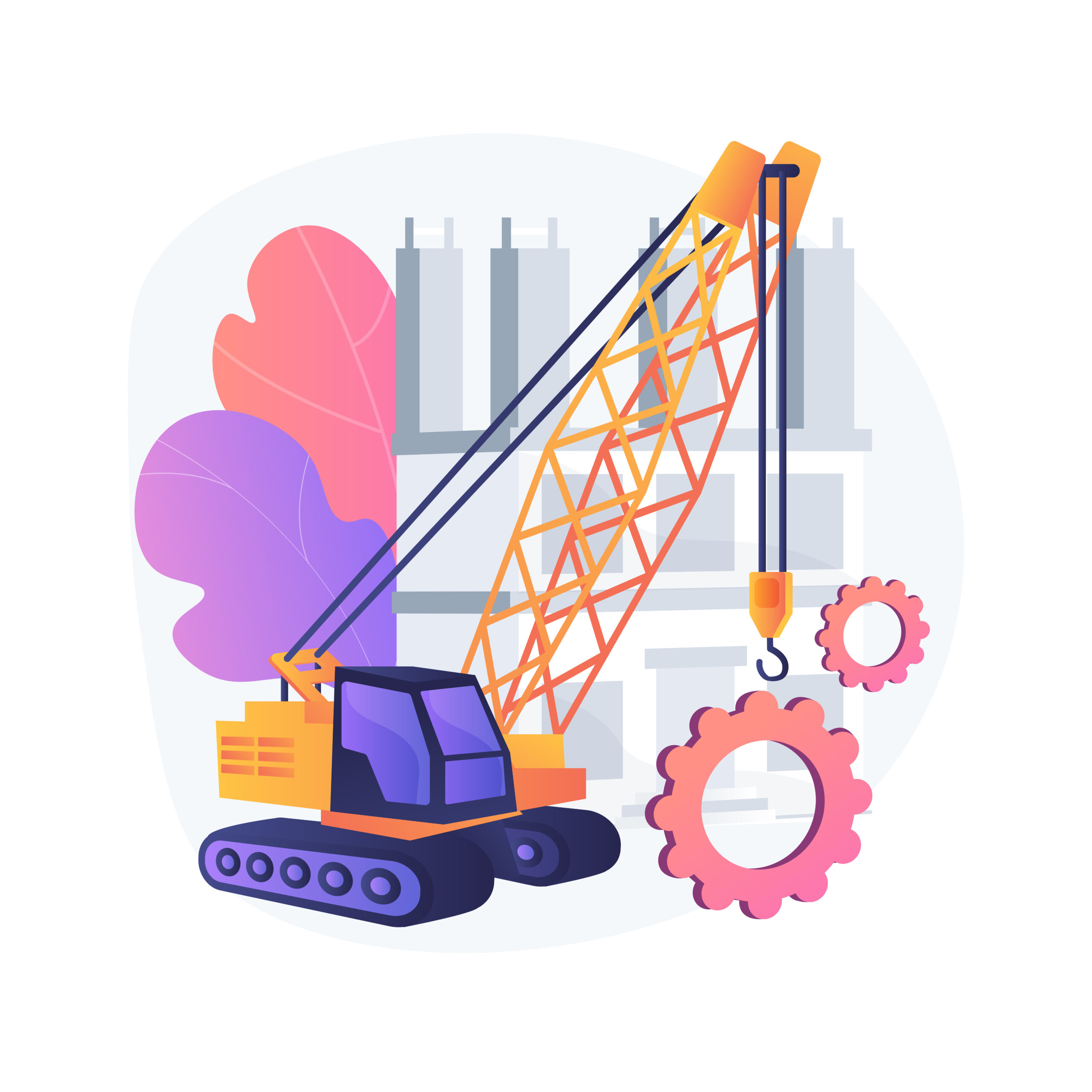 Modern construction machinery abstract concept vector illustration.